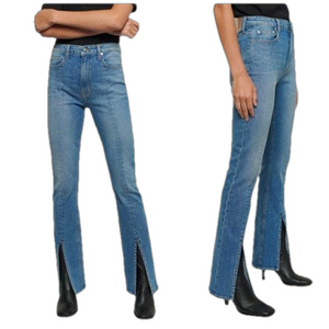 DEREK LAN 10 CROSBY Lucia Front Slit Italian Denim High Waist Jeans Size 29